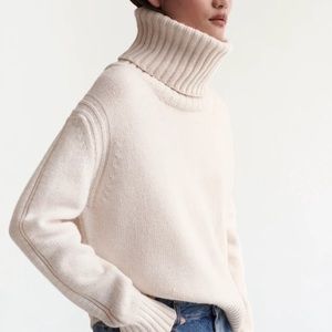 Classic Cream Oversized Turtleneck Sweater